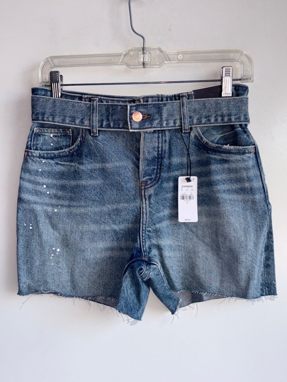 NWT EXPRESS Denim Jean Shorts Size 0 Belt